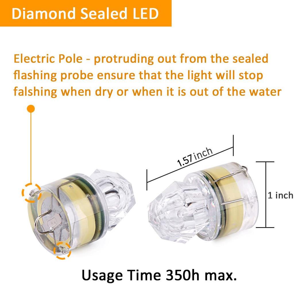 5PCS LED Fishing Lamp Underwater Diamond Shape Flash Light Attracting Squid Fishing Lure Tackle Fishing Tools