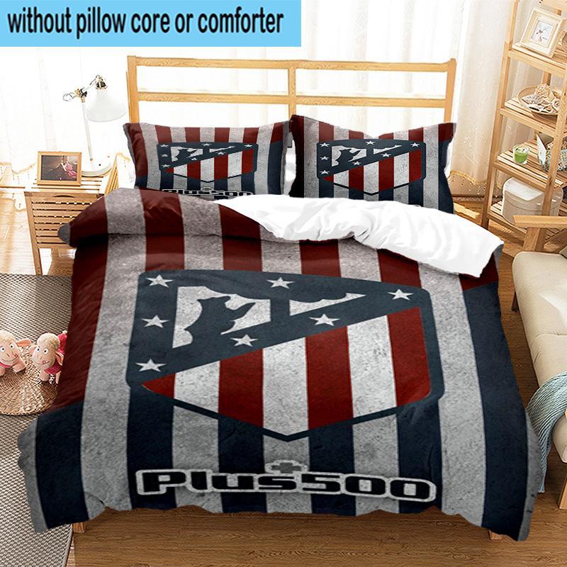 3pcs Atletico Football Club Printed Bedding Set Duvet Cover Closure Includes 1 Duvet Cover & 2 Pillowcases Bedding Sets Home Decor Gifts