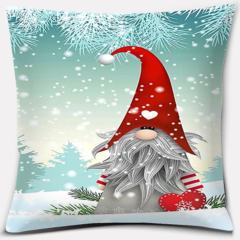 Santa Print Series Pattern Pillowcase Square Pillowcase Home Office Decoration Pillowcase