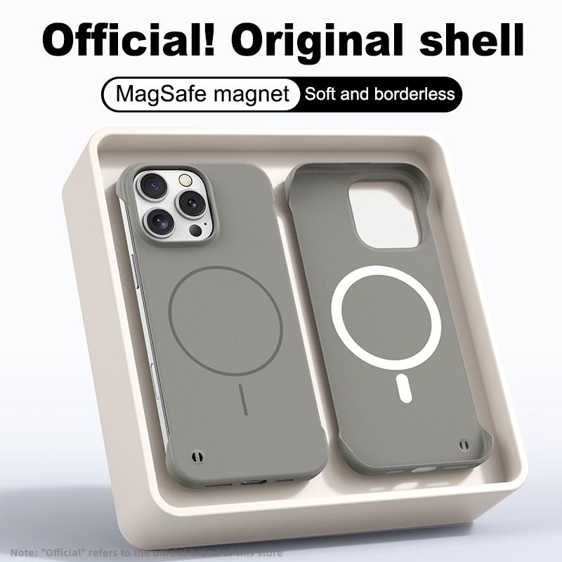 Luxury Frameless Slim for Magsafe Phone Case For iPhone 16E 15 Pro 14 Pro Max 13 12 Wireless Charge Shockproof Magnetic Hard PC Bumper Cover