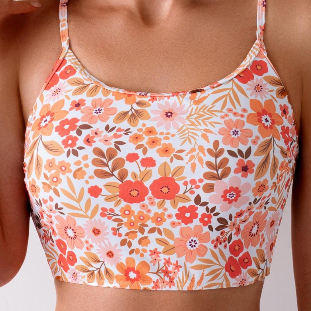 European & American Floral Spaghetti Strap Backless Bikini - Women's Two-Piece Swimsuit