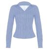 Fashion Chic Black Stripe Women Blouse Slim Long Sleeve Shirt Top Buttons-Up Casual Y2K Cardigan Retro