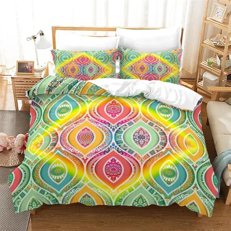 Comforter Mandala Floral Bohemian Flowers Bedding Set Microfiber Exotic Geometric Twin Full For Kids Adults Decor