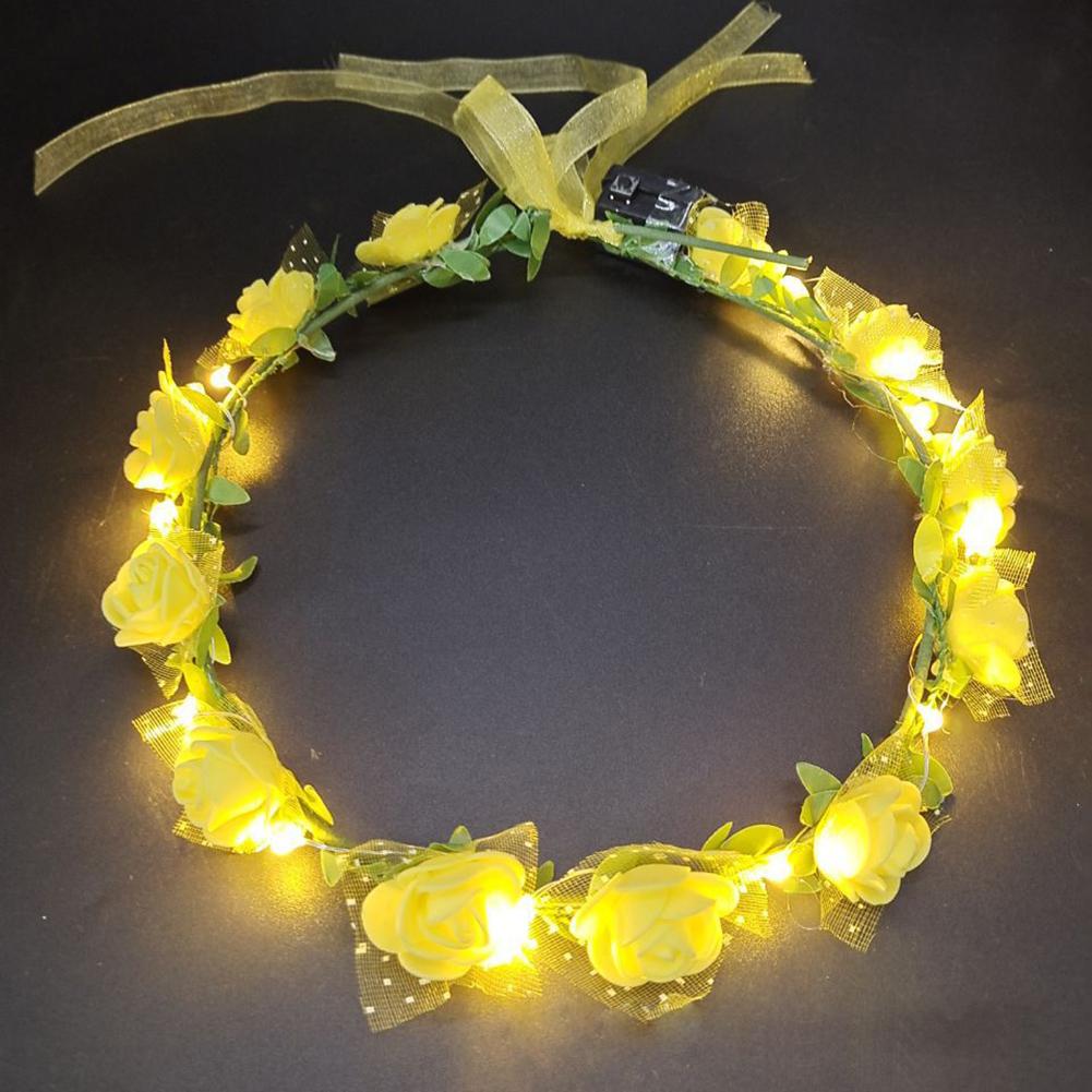 Hawaii LED Licht Leuchtendes Stirnband Künstliche Blume Leuchten Leuchtende Girlande Krone Kranz Hochzeit Haarband Frauen Mädchen Kopfschmuck