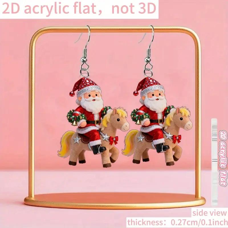 Cross-border new Santa earrings flat acrylic creative Christmas Santa tree earrings