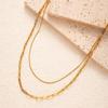 European & American Stainless Steel Double Layer Paperclip Necklace - Geometric Collarbone Chain for Women, Hip Hop Style.