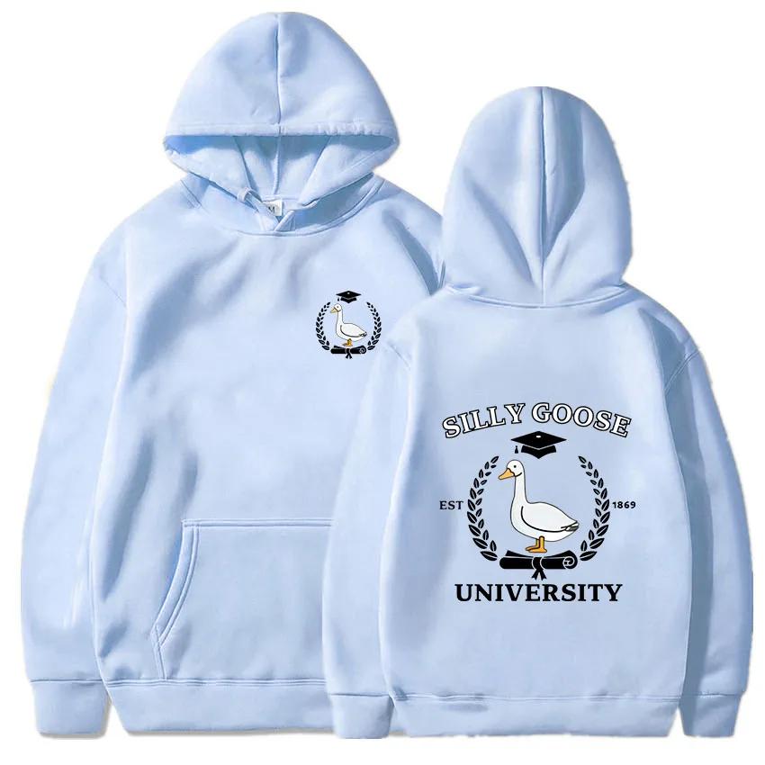 Silly Goose University Print Clothes Prevalent Vintage Casual Hoodies Autumn Men/women Fleece Sweatshirt Regular Pullover Blouse