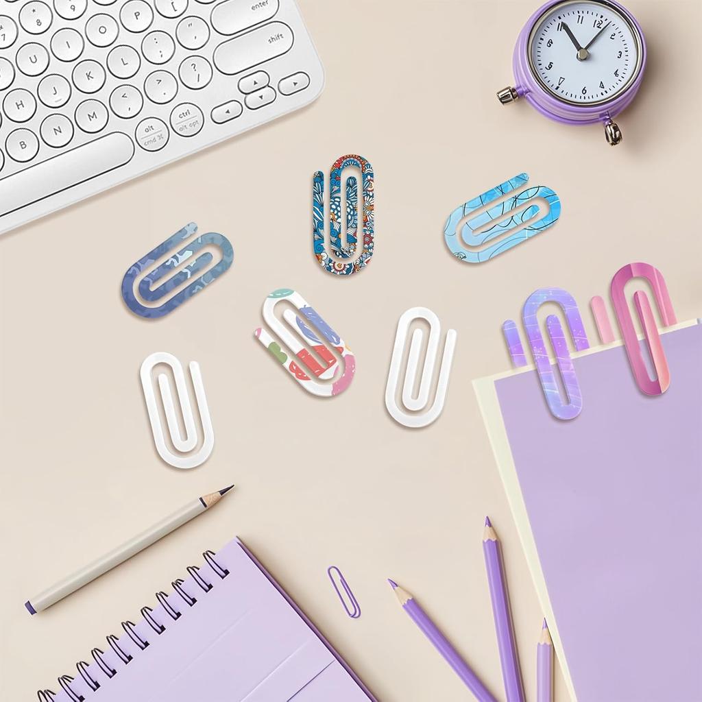 60 Pcs Sublimation Paper Clips Blanks Bulk,2" x 1" Acrylic Paper Clips Blanks Sublimation PaperClips for DIY Crafts Gifts Home Office School Use
