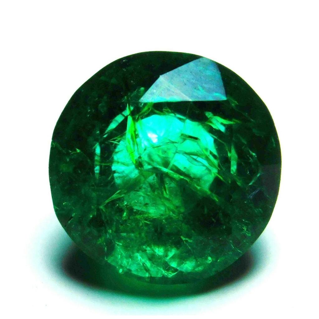 Natural Green Emerald Loose Gemstone 8.65 ct Round Shape for Jewelry Making and Gem Collections
