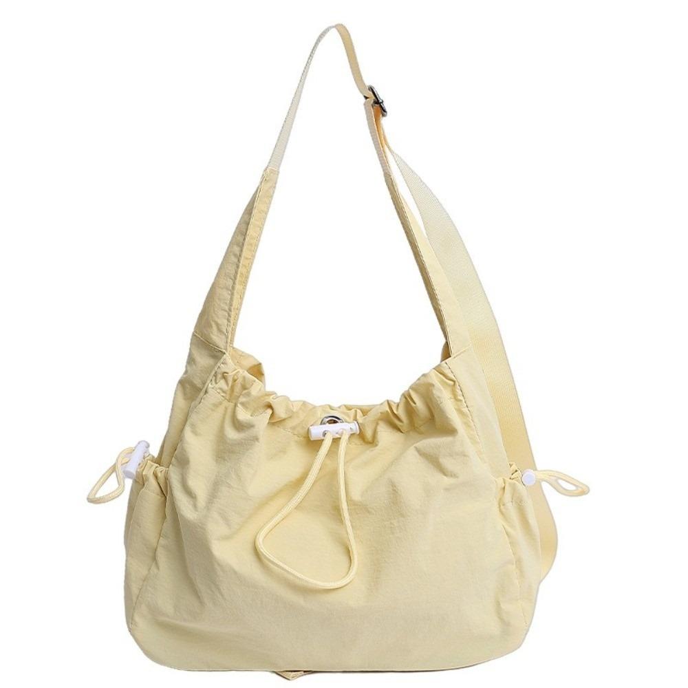 Large Capacity Drawstring Tote Bag Korean Crossbody Bag Casual Nylon Shoulder Bag Office Worker