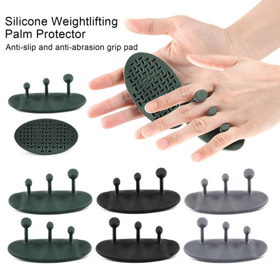 1 Pair Anti-Slip Silicone 3-Finger Workout Grips Hand Palm Protection Dumbbell Deadlift Pull-Up Grippers Gym Training Exercise Fingerless Gloves
