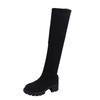 Fashion Sexy High Sock Boots Women Winter New Fashion Over The Knee Warm Botas Mujer Suede Lace Up Pumps Shoes High Heels Boots