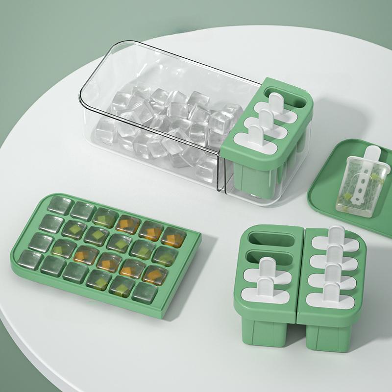 24 Grid Double-layer Ice Cube Mold for Household 2-in-1 Odorless Ice Making Box Ice Ball Ice Making Box