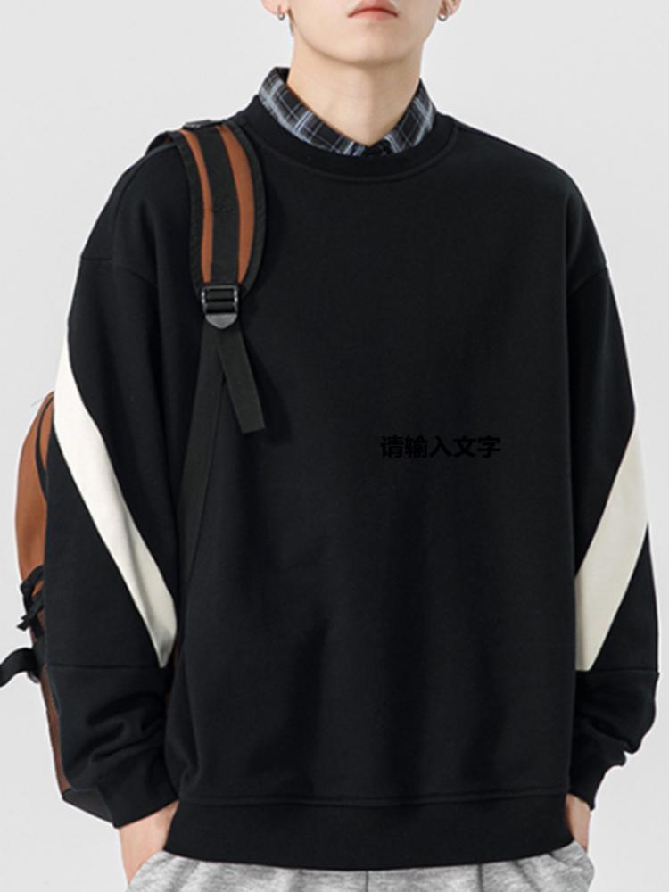 Уличная мужская толстовка, повседневная толстовка с длинными рукавами, мужская мода, толстовки с круглым вырезом, новая осенняя одежда для мужчин M чёрный