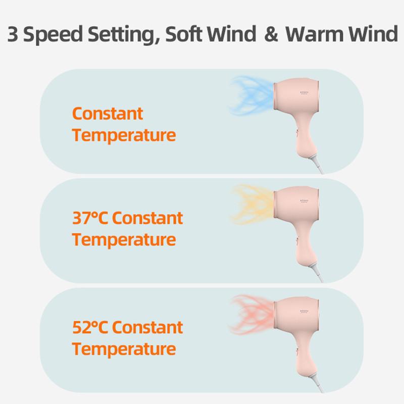 2024 Nowy Ulepszony Q2 Suszarka do Włosów dla Dzieci Cicha Stała Temperatura Jonizacja Ujemna 0 Promieniowania z Blokadą Bezpieczeństwa Suszarka do Włosów