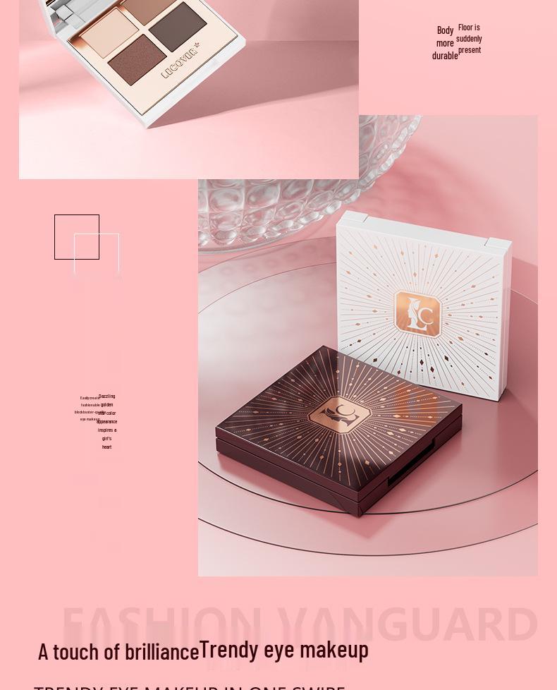 LECOVER Four-Color Eyeshadow Palette: Matte, Pearl, Fine Shimmer & Super Flash Highlights for European and American Styles