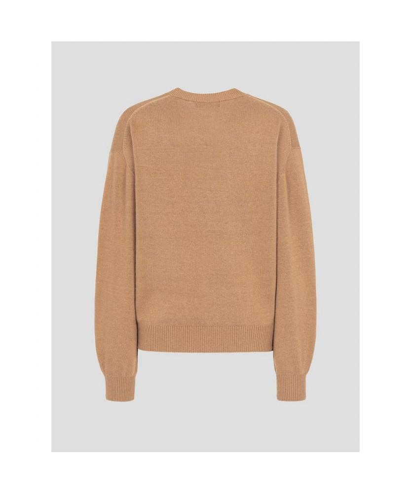 Binpolleidiseu [B. My] Cashmere Blend Loose Fit V-Neck Knit Yellowish Brown (Bf5X51N01B)