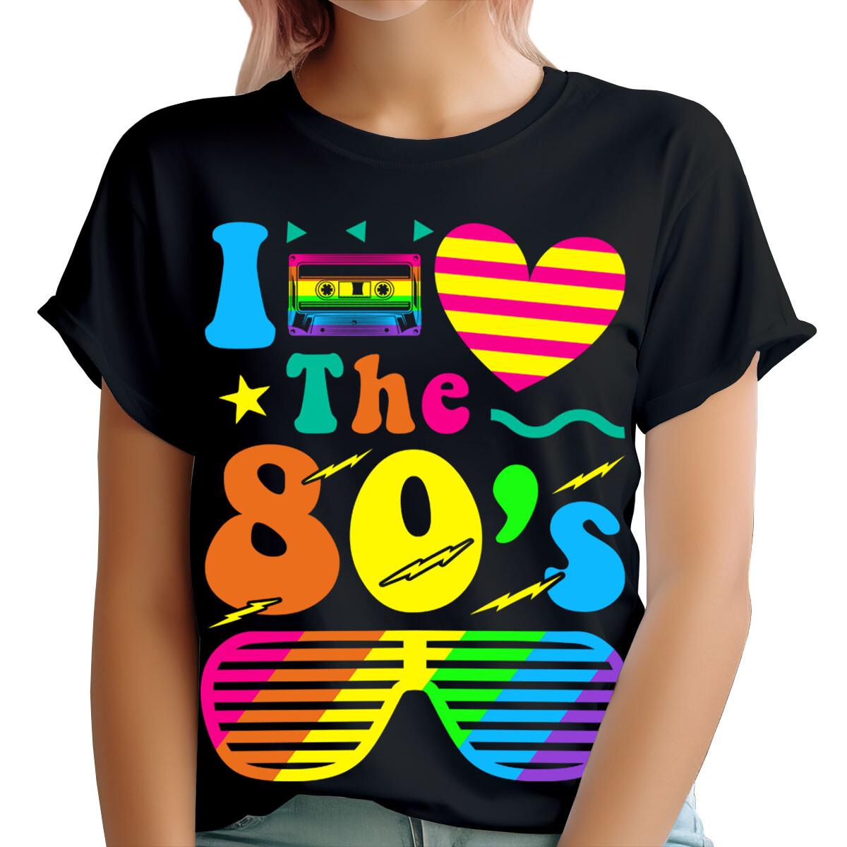 

I Love The 80s Fancy Dress Globe Hen Party Neon Festival Womens 100% Cotton T-shirt Mens Tees Tops #TA-193 S