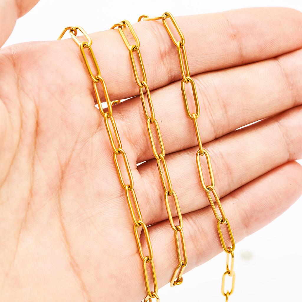 High Quality Gold/Silver Color Stainless Steel Paperclip Chain Men and Women Gift Ring Necklace