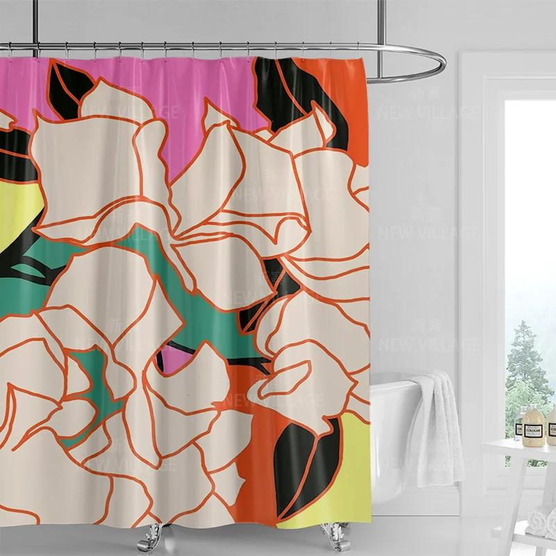 Abstract Art Print Waterproof Shower Curtain - Stylish, Durable & Easy-Care Choice For Contemporary Bathroom Décor