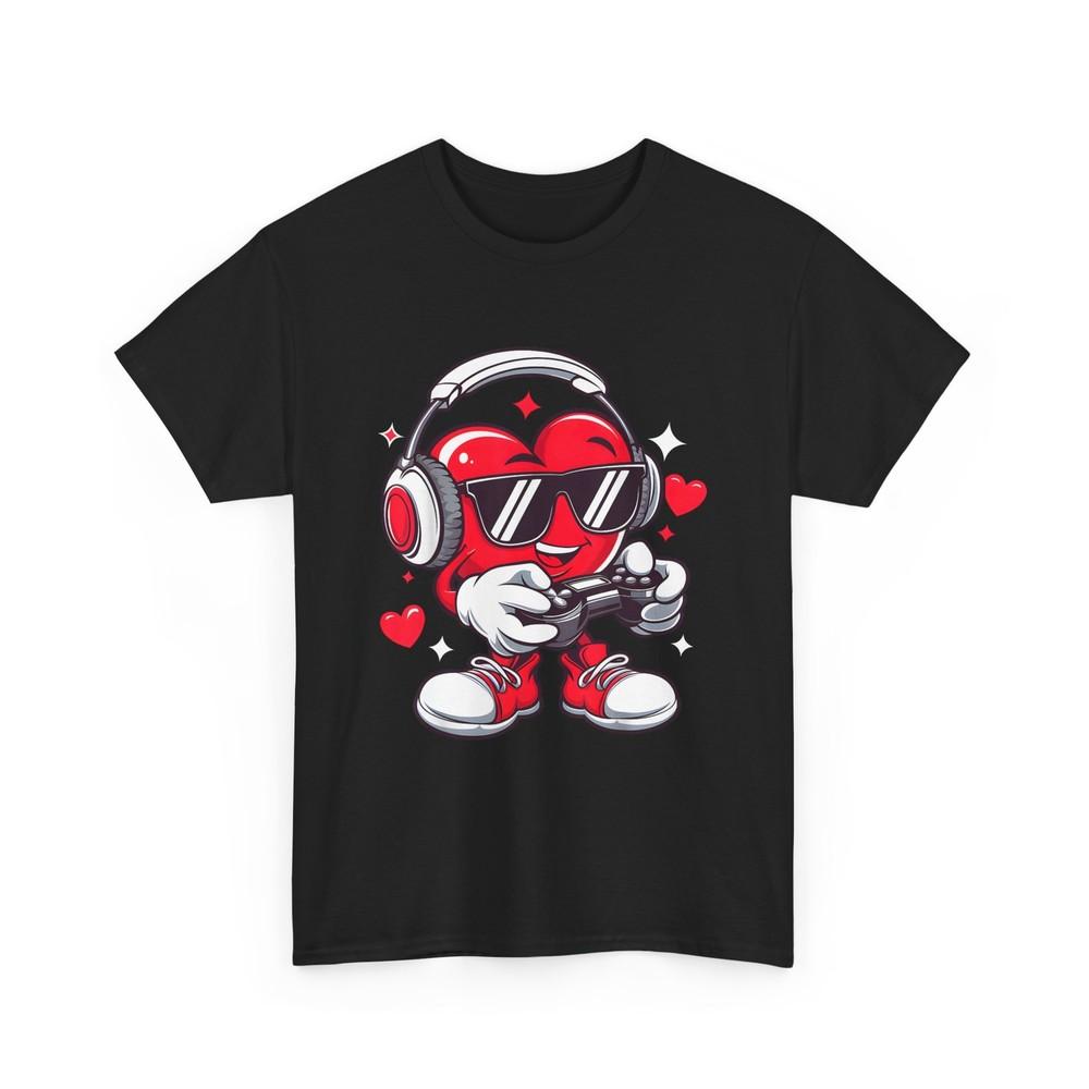 Heart Gamer Funny Valentines Day Video Games Men Boys Kids T-Shirt