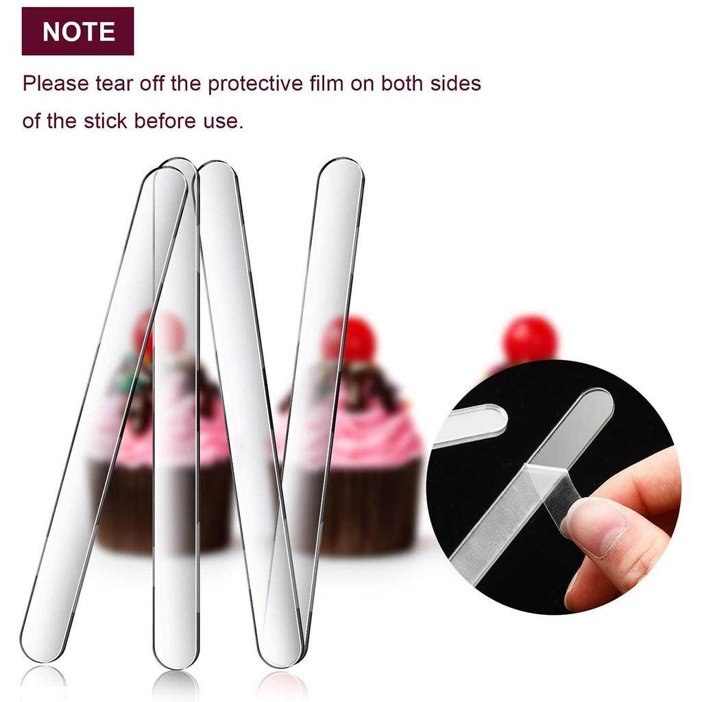 30pcs Mirror Ice Cream Sticks Reusable Acrylic Popsicle Sticks Diy Crafts Candy Sticks Suitable Homemade Ice Cream Transparent