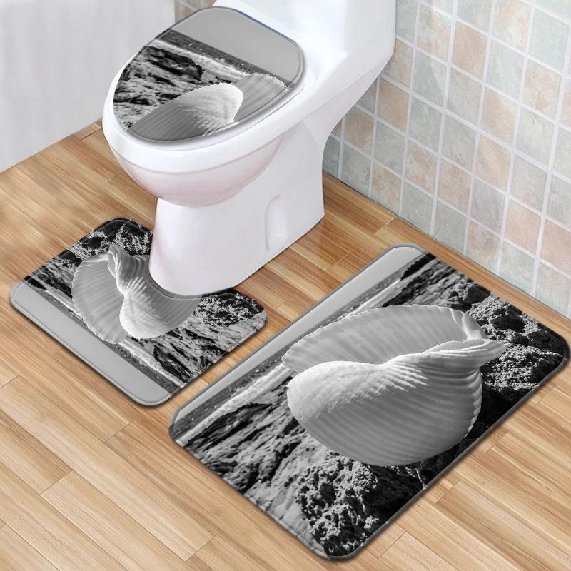 Shell Bathroom Floor Mat Toilet Three-Piece Set
