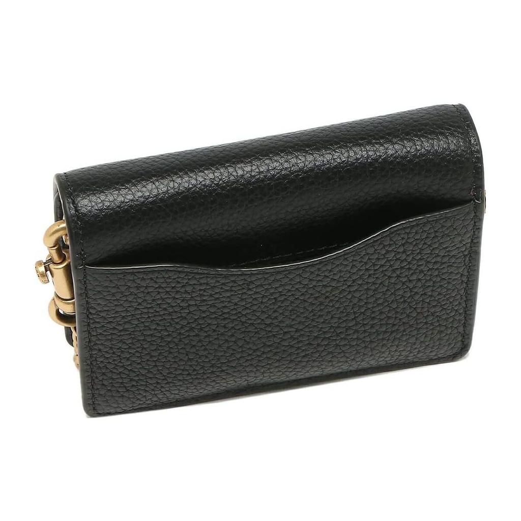 Coach 10 Klappen-Ketten-Umhängetasche Kieselstein-Leder Mini-Crossbody Damen-Taschen Schwarz C6718-B4BK