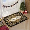 Black Gold Baroque Welcome Print Carpet Plush Flannel Rug Living Room Bedroom Home Decor Area Rug Non Slip Floor Mat