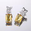 Huitan Simple and Elegant Square Cubic Zirconia Earrings Bling Yellow CZ Dangle Earrings Luxury Women Wedding Engagement Jewelry