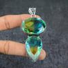 Natural Bi-Color Tourmaline 925 Sterling Silver Jewelry Pendant 3.35" U0V05