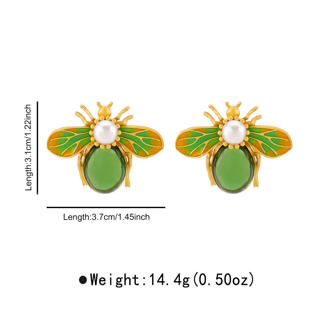 Vintage Fashion High Grade Insect Earrings Bee Butterfly Oil Drip Stud Earrings Women Middle Ages Style Fashion Ear Jewelry