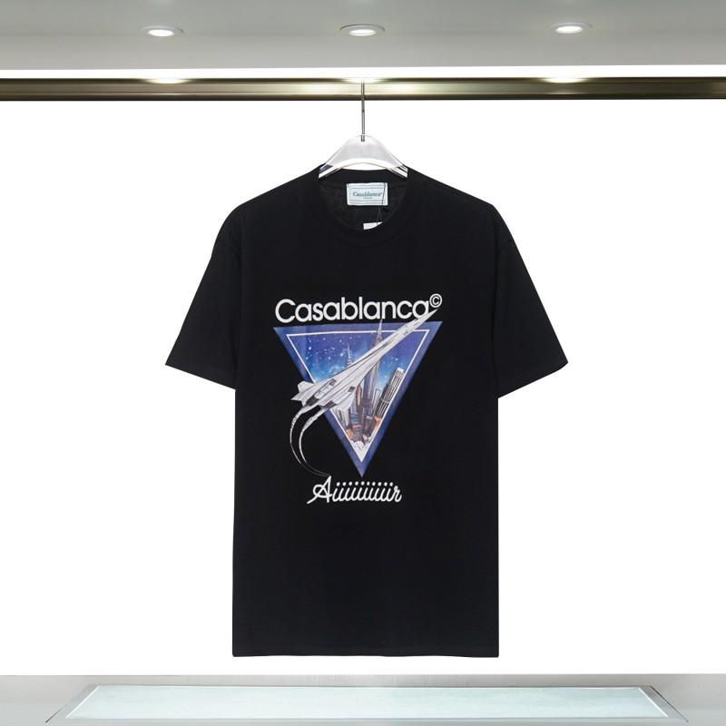 280g Double Yarn Cotton T-Shirt Couples Casablanca Castle Print Short Sleeve Round Neck Loose Fit