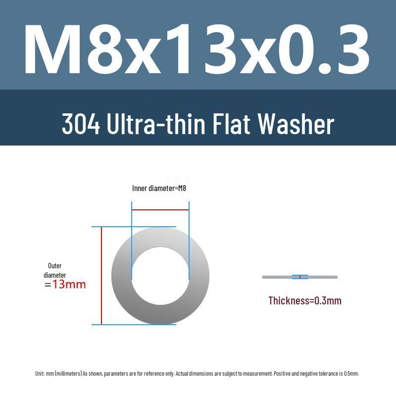 Yigu 304 Stainless Steel Flat Washer Shim Ring (Sizes M3, M4, M5, M8)