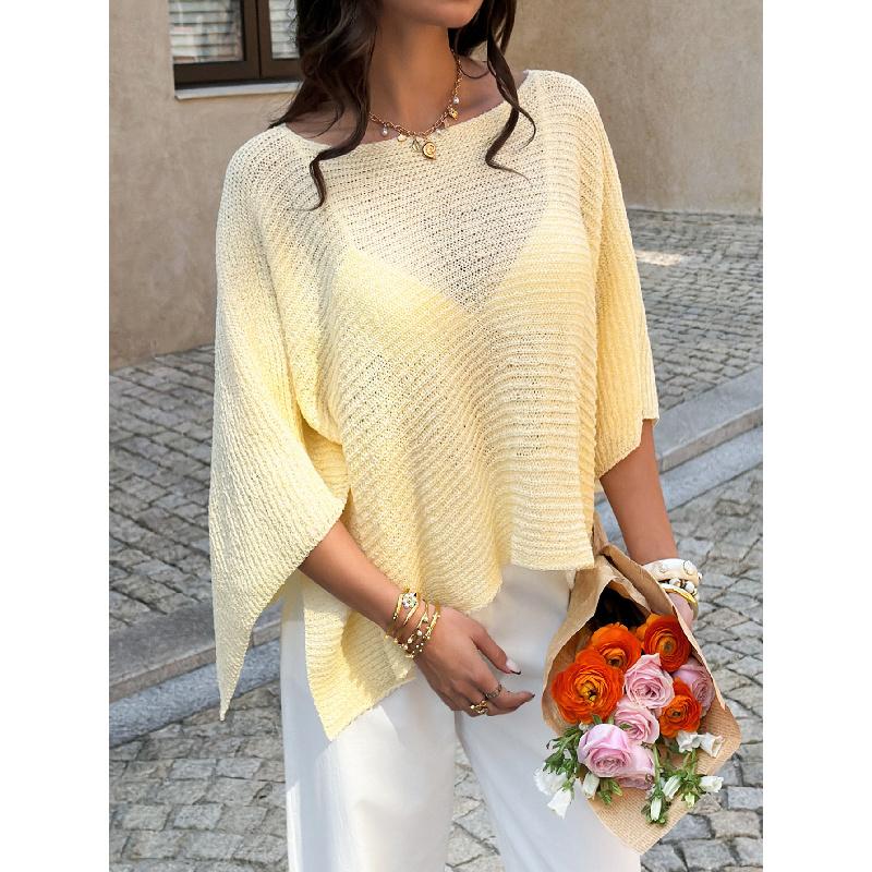 

Casual Solid Color Sexy Versatile Loose T-Shirt Top Women s Clothing Summer 2026 S жёлтый
