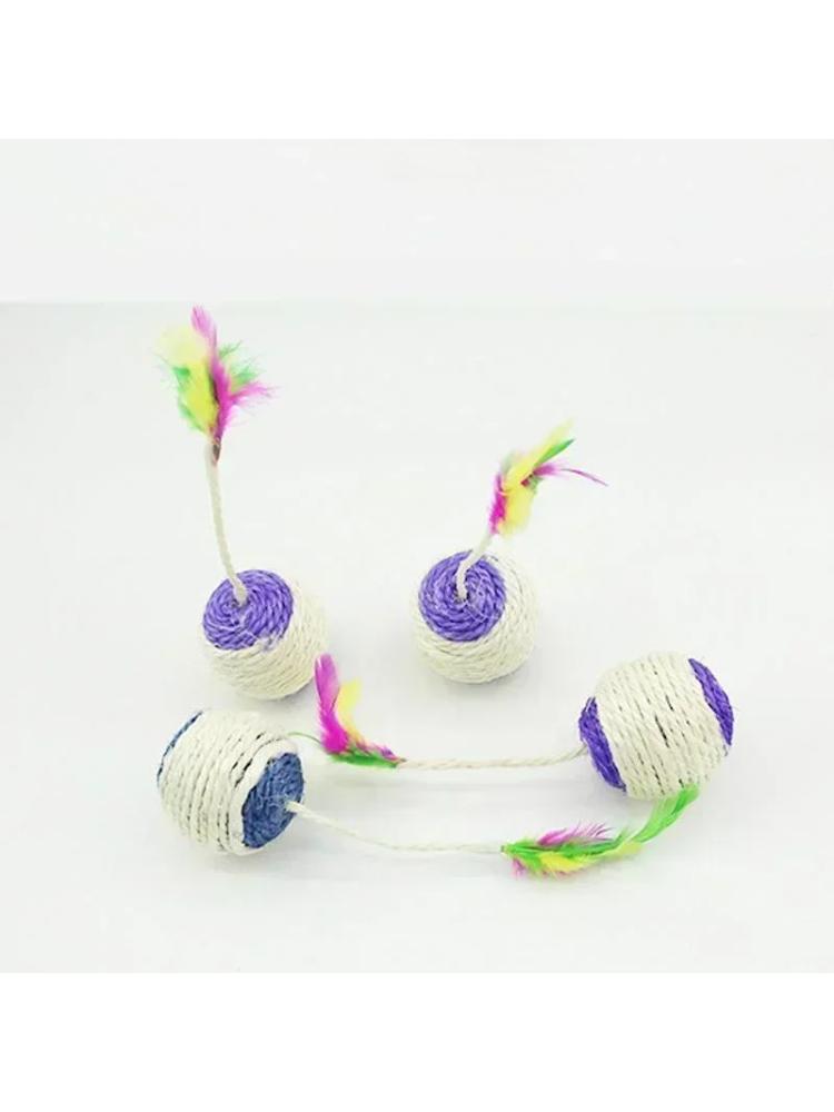 1Pc Cat Toy Sisal Scratching Ball Training Interactive Toy for Kitten Pet Cat Supplies Feather Toy Cat Toys Interactive