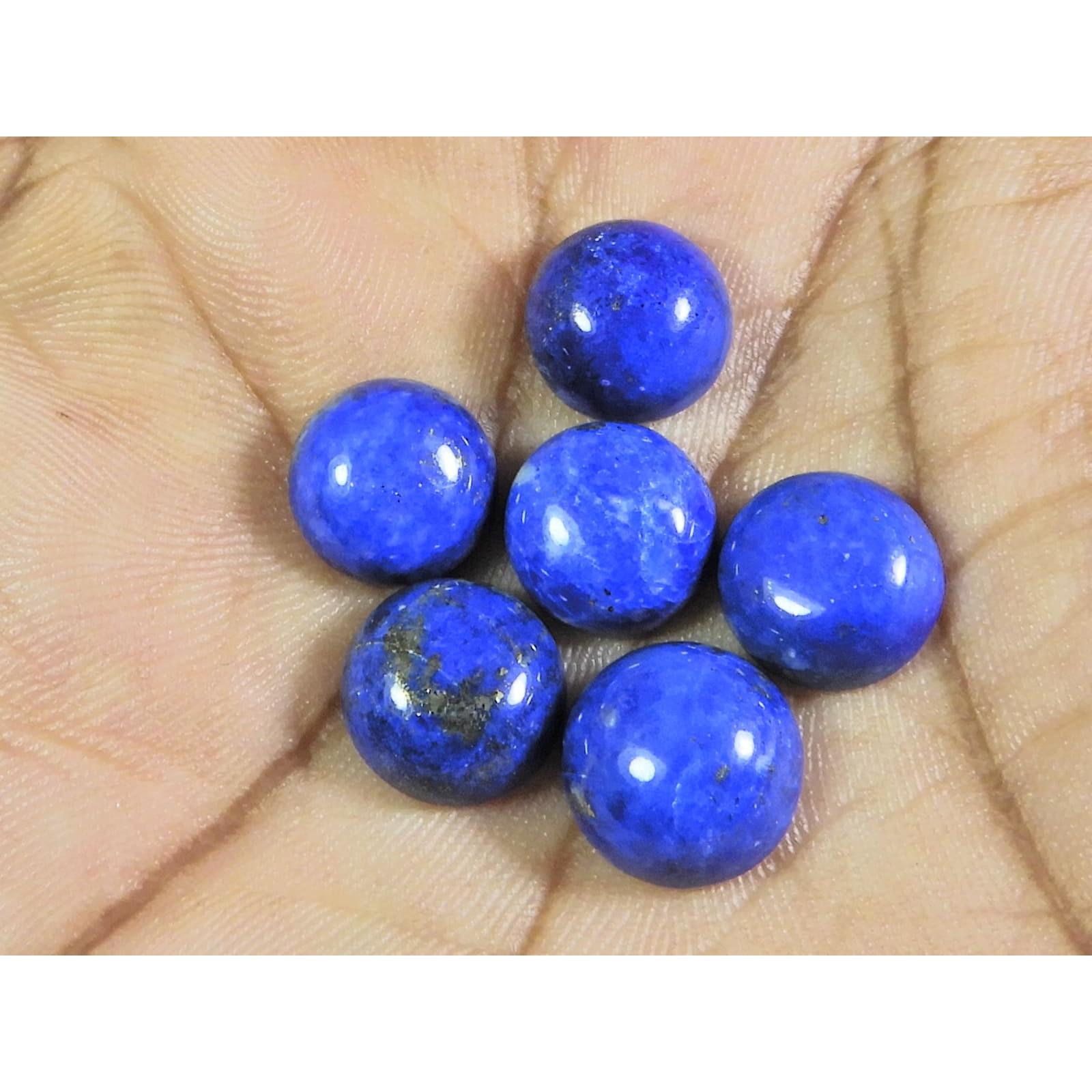 

10 мм Натуральный Лазурит Круглый Кабошон Свободный Драгоценный Камень Лот 6 шт 28 Карат. А-514
