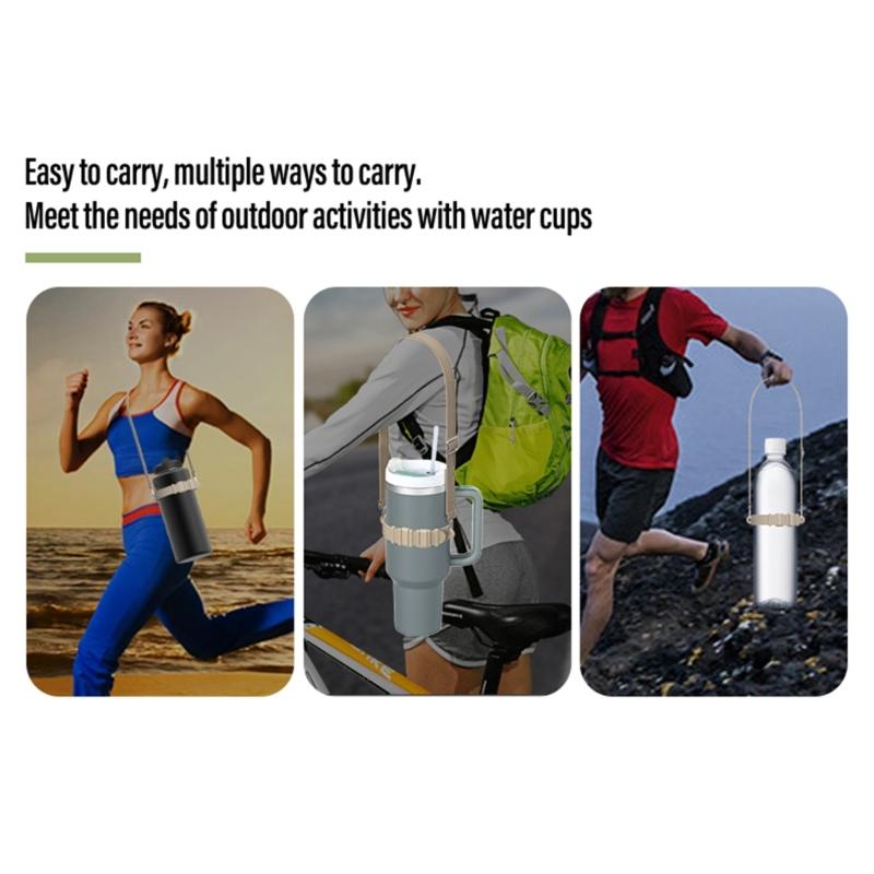 Universal Water Bottle Sling Carrier Silicone Holder Fit 40Oz Tumbler Water Bottle Lanyard Strap for Traveling Camping