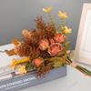 Autumn Bouquets Artificial Rose Flowers Silk Maple Leaves Fall Decoration DIY Flower Arrangement for Wedding Home Garden