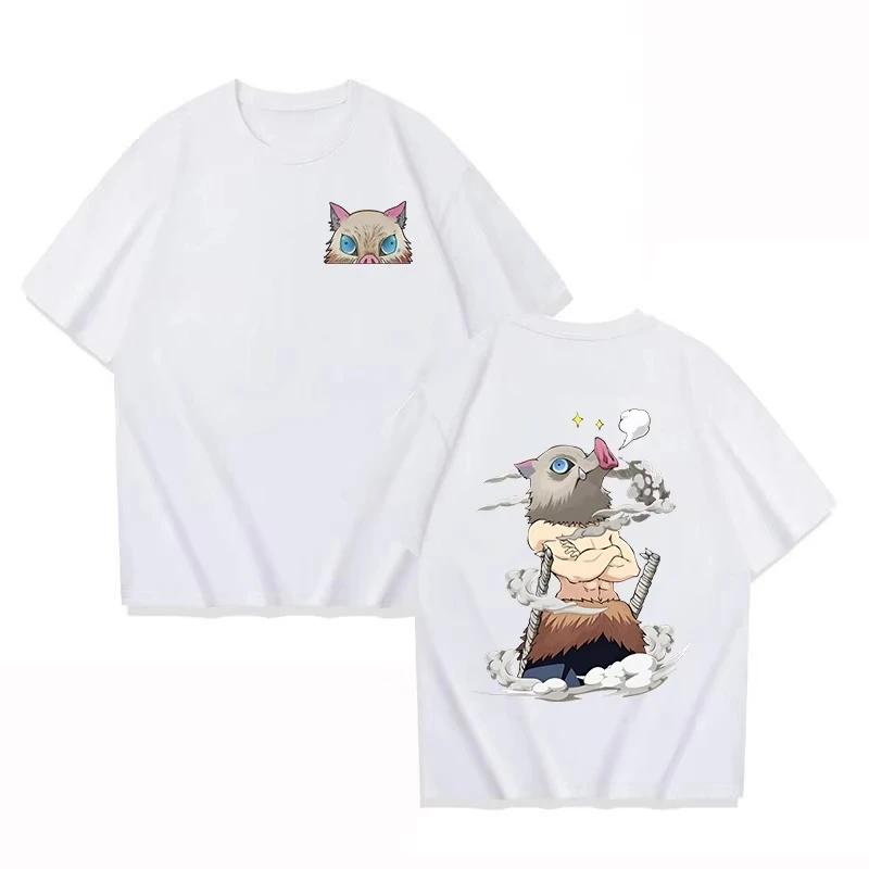 Hot Anime Hashibira Inosuke Cartoon Demon Slayer T Shirt Summer Fashion Casual Short Sleeve Round Neck Top Women Men Tee Hip Hop