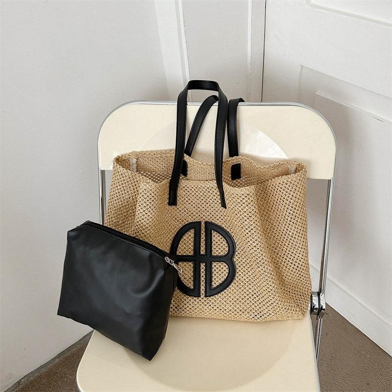 Nuova piccola borsa intrecciata fresca colore a contrasto paglia moda tendenza borsa da donna borsa a spalla borsa a mano