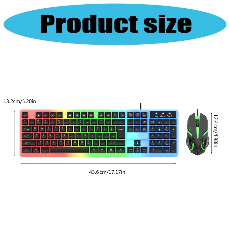 Kabelgebundenes Gaming-Tastatur- und Maus-Set LED-beleuchtete mechanische Tastatur 104 Tasten Maus Tastatur PC Gamer Zubehör