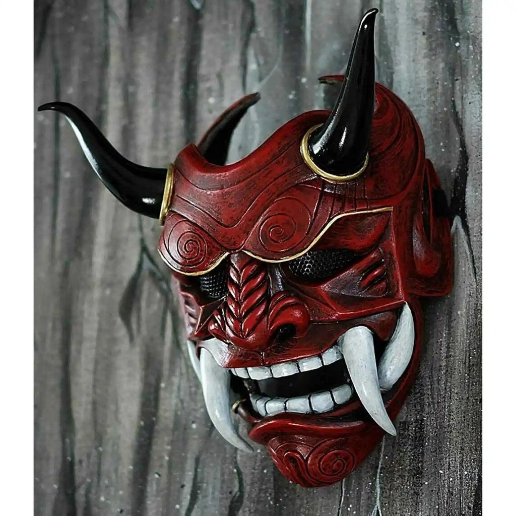 Adult Unisex Halloween Face Masks Japanese Hannya Demon Oni Samurai Noh Kabuki Prajna Devil Mask Latex Party Masks