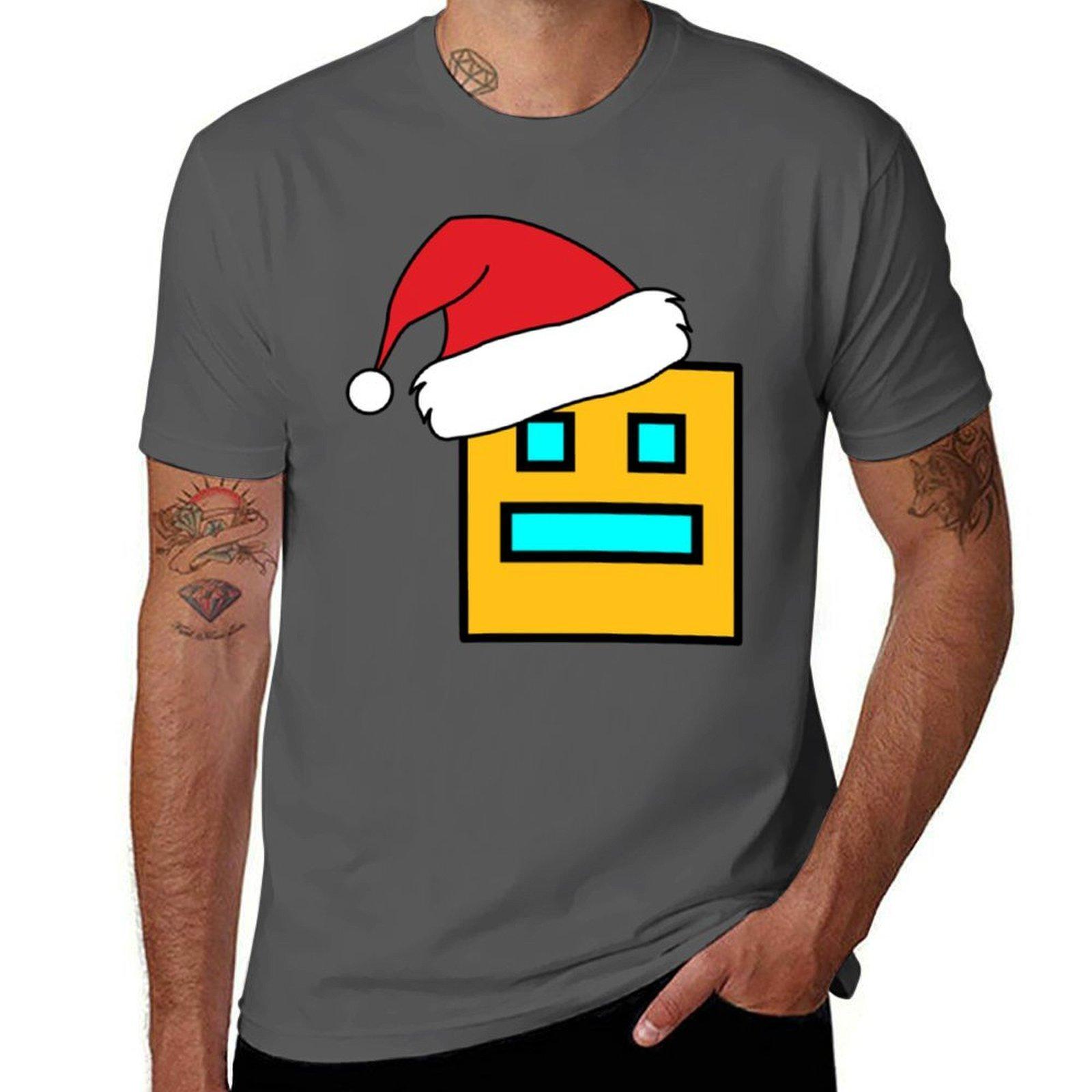 

Geometry Dash рождественская футболка мужская футболка хлопок мужская футболка хлопок высокого качества футболка 4XL