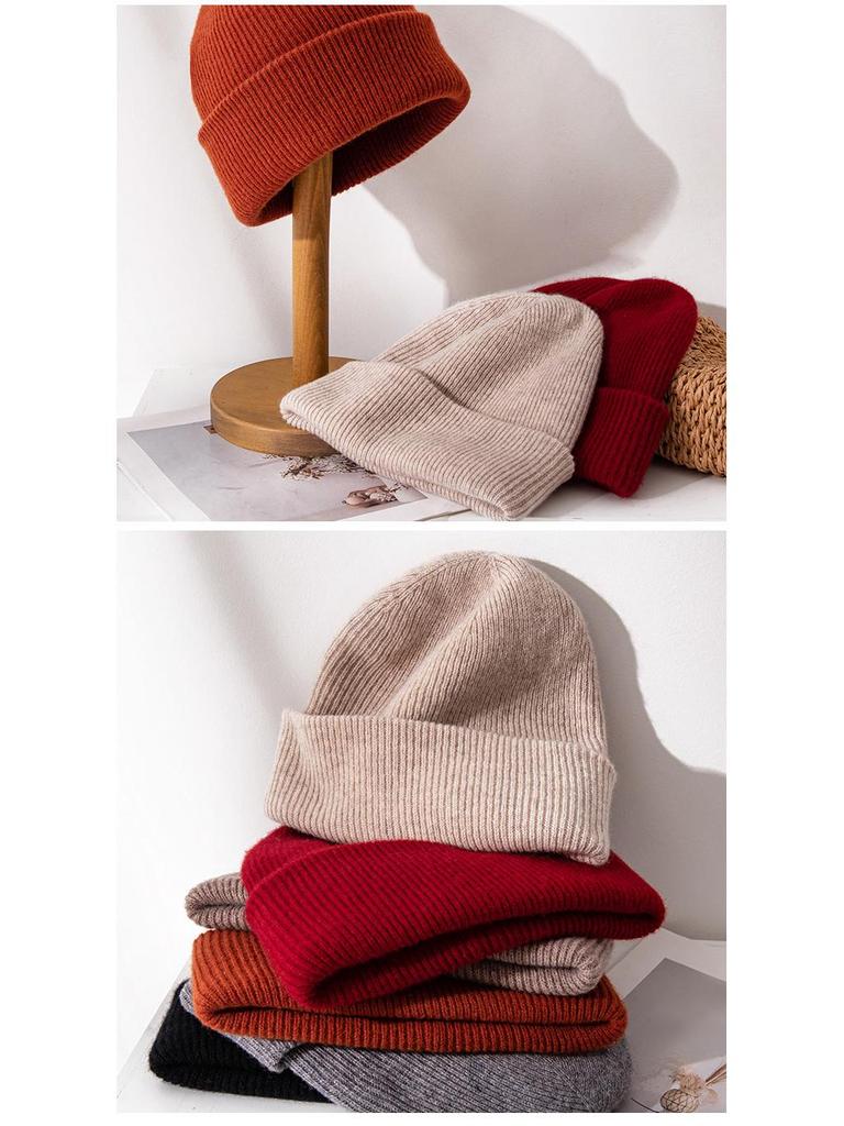 Unisex Herbst-Winter Koreanischer Stil Trendige Gestrickte Wollmütze - Vielseitig, Warm, Einfarbig, Lässiger Stil