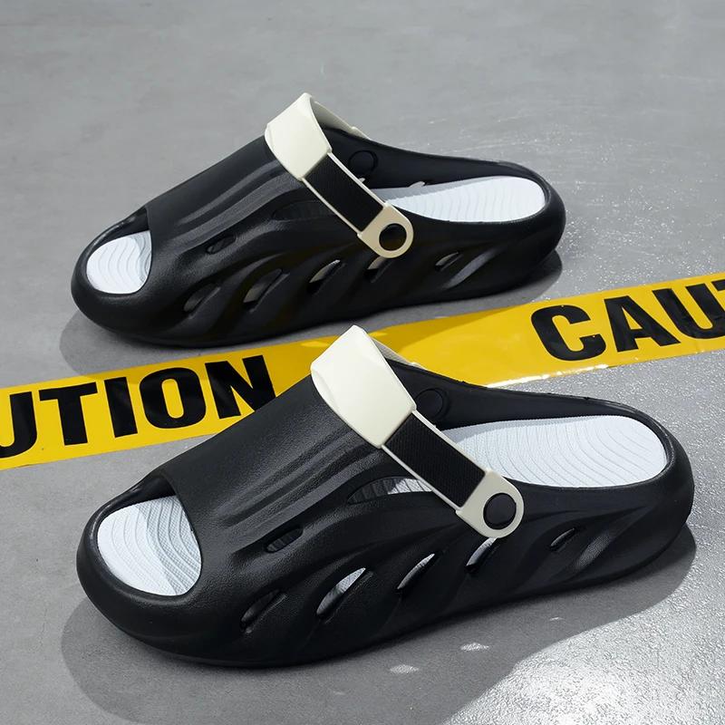 Fashion Casual Thick Bottom Slip-On Slippers Breathable Anti-Slip Summer New Style for Couples Outdoor Wear Comfortable EVA Material