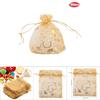 100 ks Síťovaný sáček Svatba Dárek Cukroví Šperky Pouzdro Stahovací sáčky 5 barev(Zlato)