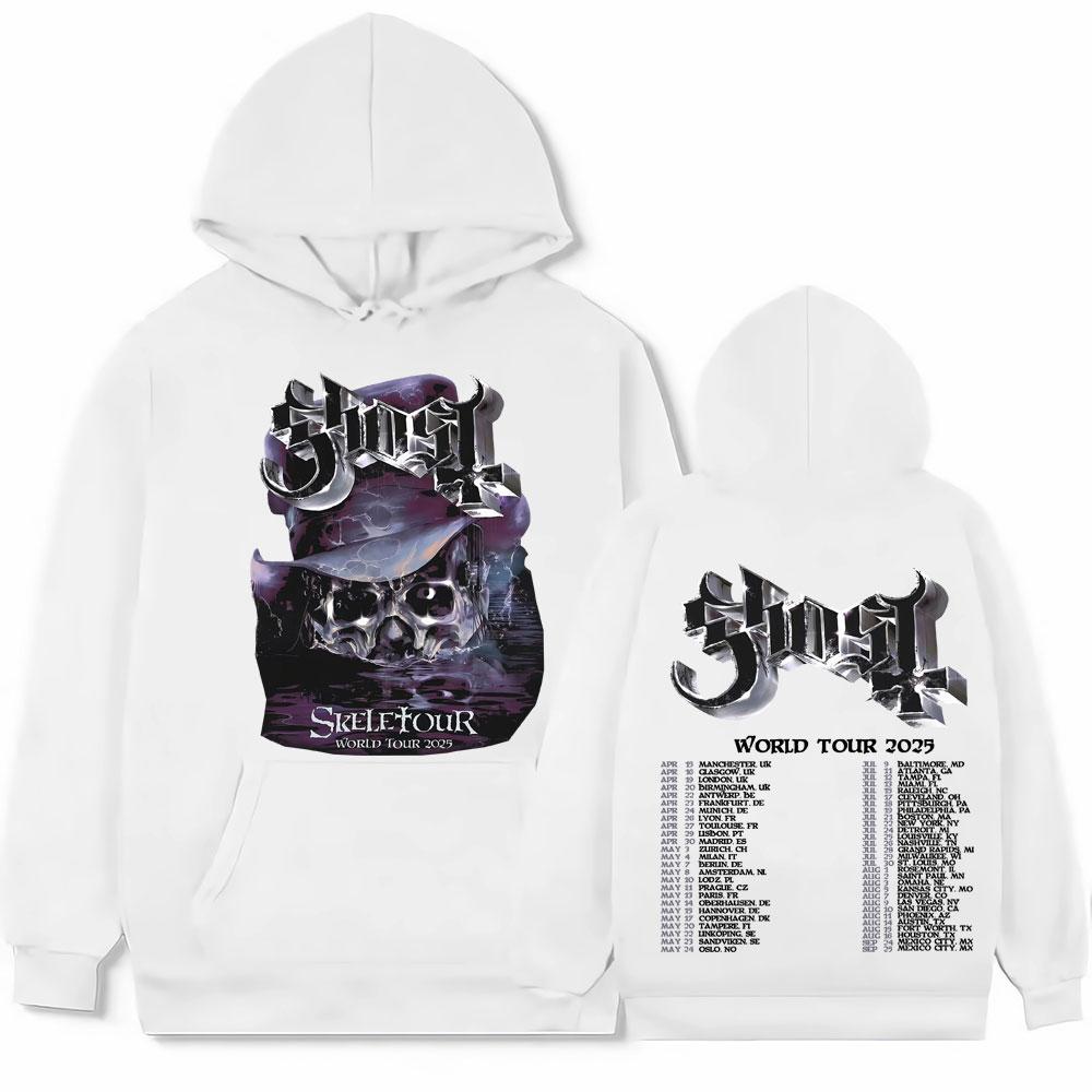 Band Ghost Skeletour World Tour 2025 Print Sweatshirts Men Women Hip Hop Gothic Harajuku Hoodies Oversized Pullovers Streetwear