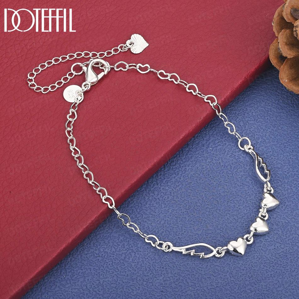 

Романтичный браслет в форме сердца из стерлингового серебра 925 пробы, свадебные украшения 20cm