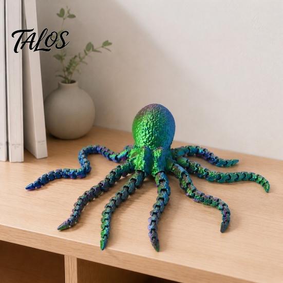 Unique Home Decor 3D Printed Octopus Sea Animal Fidget Toy, Flexible Articulated Tentacle Figurine, Educational Ocean Creature Desktop Decoration with